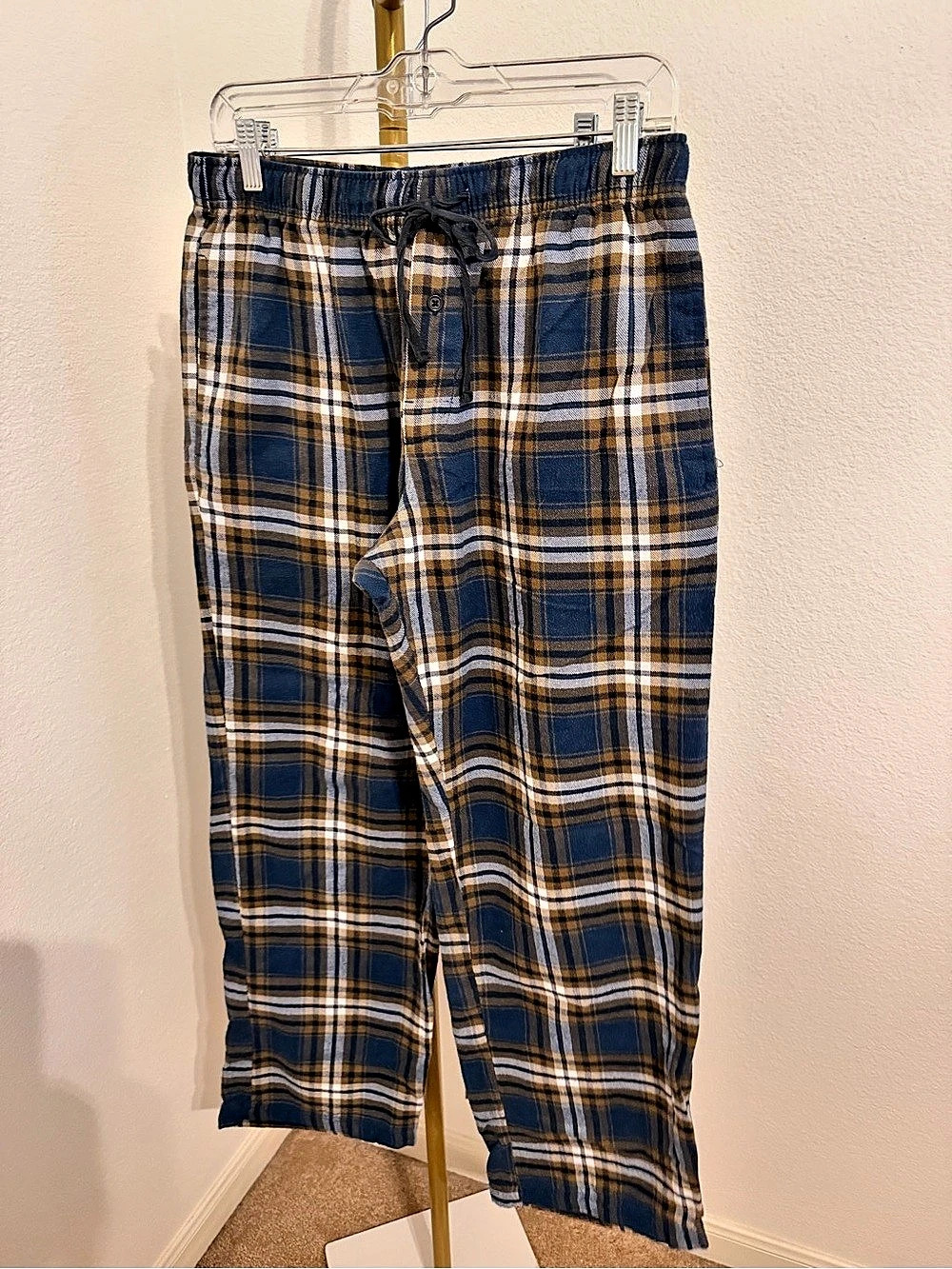 Lot of 2 Magellan Outdoors Men's Flannel Sleep Pants Plaid Blue & Green Medium
